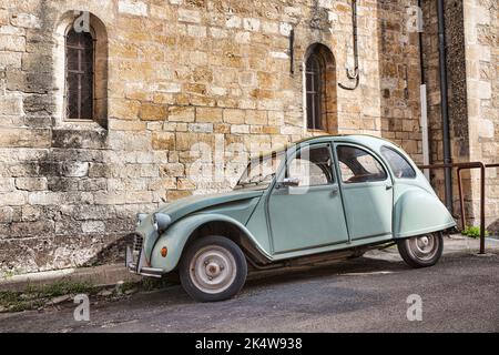 French red Citroen 2 cv car on a street in france Stock Photo