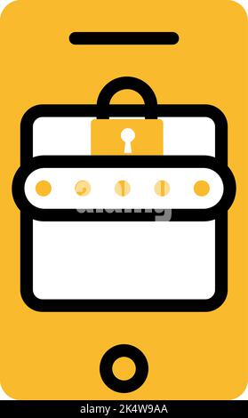 Mobile pin security, illustration, vector on a white background. Stock Vector