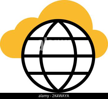 Cloud computing technology with icons on world map vector illustration ...