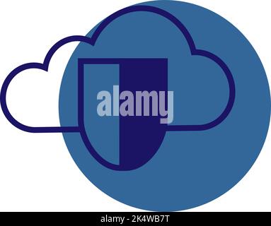 Cloud shield, illustration, vector on a white background. Stock Vector