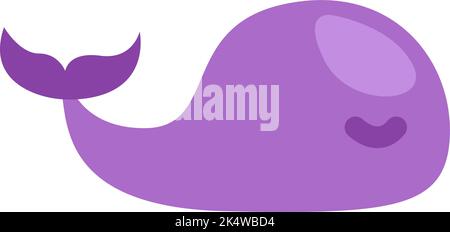 Purple sea whale, illustration, vector on a white background. Stock Vector