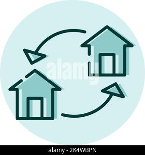 Real estate exchange for house, illustration, vector on a white background. Stock Vector