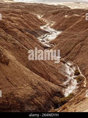 Aerial view of a dry river in Kalut desert, Iran Stock Photo