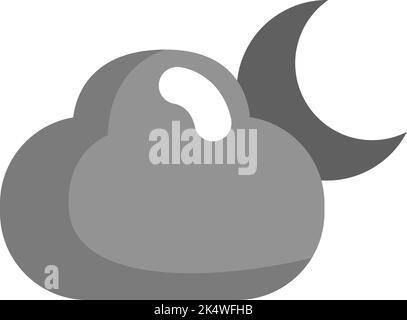 Grey clouds with moon, illustration, vector on a white background. Stock Vector