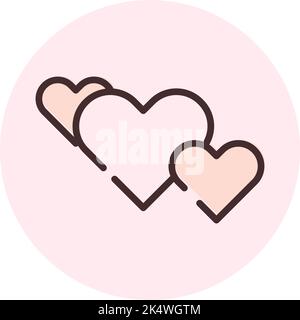Three valentine hearts, illustration, vector on a white background. Stock Vector