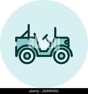 Jungle jeep, illustration, vector on a white background. Stock Vector