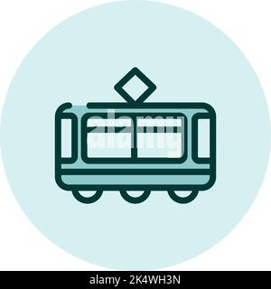 Moving Tramway, illustration, vector on a white background. Stock Vector