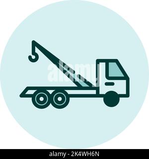 Crane truck, illustration, vector on a white background. Stock Vector
