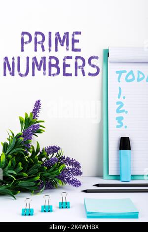Handwriting text Prime Numbers. Conceptual photo a positive integer containing factors of one and itself Stock Photo