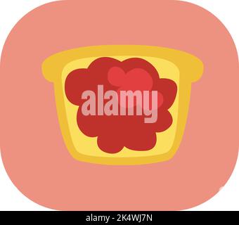 Breakfast jam on toast, illustration, vector on a white background. Stock Vector