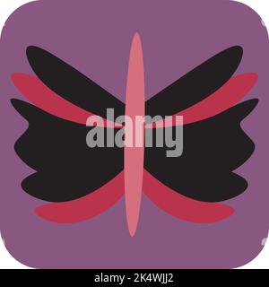 Red and black butterfly, illustration, vector on a white background. Stock Vector