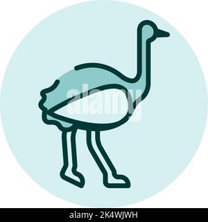 Wild ostrich, illustration, vector on a white background. Stock Vector