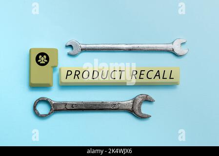 Writing displaying text Product Recall. Business overview request to return the possible product issues to the market Stock Photo