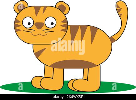 Baby tiger, illustration, vector on a white background. Stock Vector