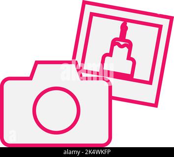 Party polaroid camera, illustration, vector on a white background. Stock Vector