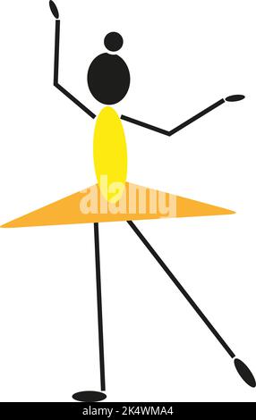 Ballerina in yellow dress, illustration, vector on a white background. Stock Vector