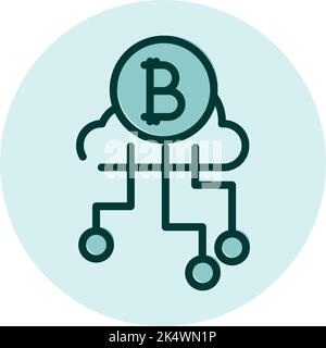 Cryptocurrency cloud, illustration, vector on a white background. Stock Vector