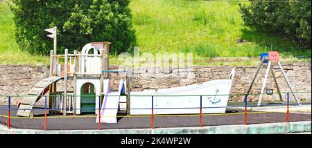 Asturian architecture facades in San Esteban de Pravia, Principality of Asturias, Spain, Europe Stock Photo