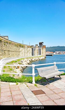 Asturian architecture facades in San Esteban de Pravia, Principality of Asturias, Spain, Europe Stock Photo