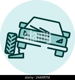 Car tire change, illustration, vector on a white background. Stock Vector