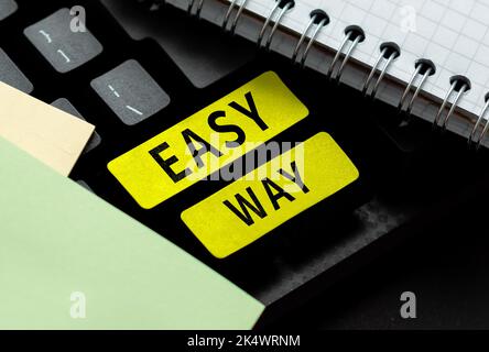 Handwriting text Easy Way. Internet Concept making hard decision between two less and more effort method Stock Photo