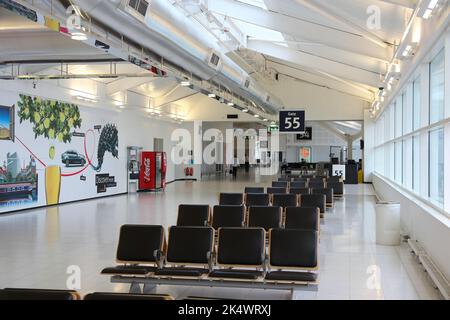 BIRMINGHAM, UK - APRIL 24, 2013: Travelers visit Birmingham International Airport, UK. With 8.9 million travelers served it was the 7th busiest UK air Stock Photo