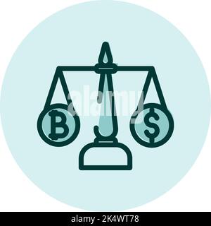 Cryptocurrency scale, illustration, vector on a white background. Stock Vector
