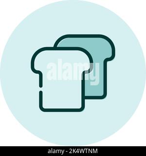 Slice of toast, illustration, vector on a white background. Stock Vector
