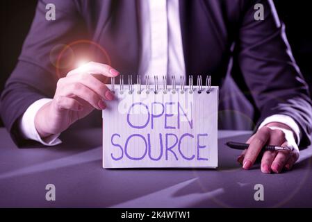 Inspiration showing sign Open Source. Business overview contains the source code that can be modified and enhanced Stock Photo