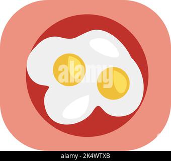 Two fried eggs, illustration, vector on a white background. Stock Vector