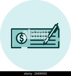 Financial cheque, illustration, vector on a white background. Stock Vector
