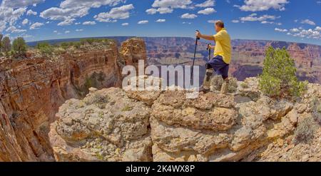 Hiker looking at Papago Point Grand Canyon AZ Stock Photo