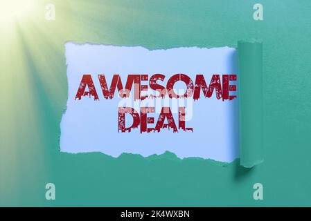 Sign displaying Awesome Deal, Business showcase impressive agreement ...
