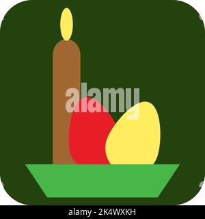 Easter candle with eggs, illustration, vector on a white background. Stock Vector