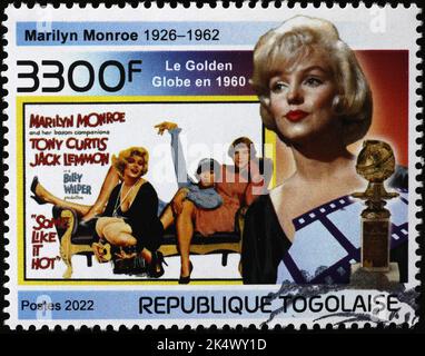 Movie 'Some like it hot' with Marilyn Monroe on stamp Stock Photo