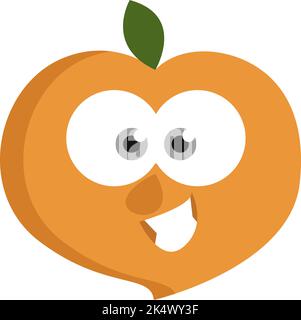 Peach with eyes, illustration, vector on a white background. Stock Vector