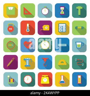 Measuring color icons with long shadow, stock vector Stock Vector