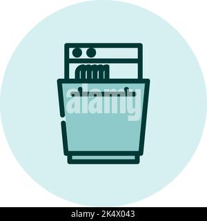 Household electronics dish washer, illustration, vector on a white background. Stock Vector
