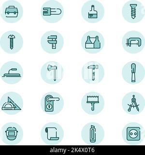 House repairing icon set, illustration, vector on a white background. Stock Vector