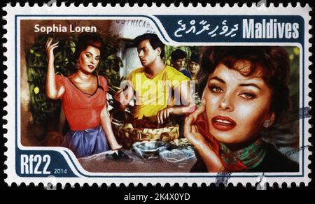 Sophia Loren on stamp of Maldives Stock Photo - Alamy