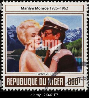 Tony Curtis and Marilyn Monroe on postage stamp Stock Photo
