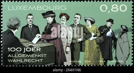 Women's suffrage celebrated on stamp from Luxembourg Stock Photo