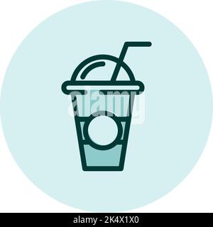 Juice in plastic cup, illustration, vector on a white background. Stock Vector