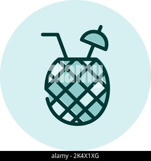 Pineapple juice, illustration, vector on a white background. Stock Vector