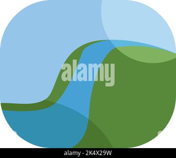 Waterfall landscape, illustration, vector on a white background. Stock Vector