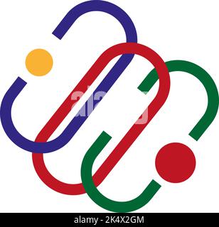 Three tilted figures logo, illustration, vector on a white background. Stock Vector