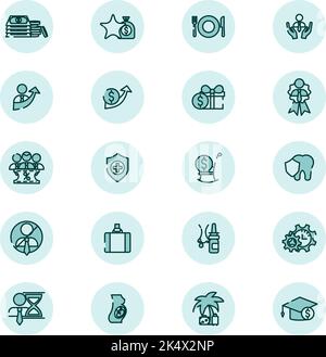 Employee benefits, illustration, vector on a white background. Stock Vector