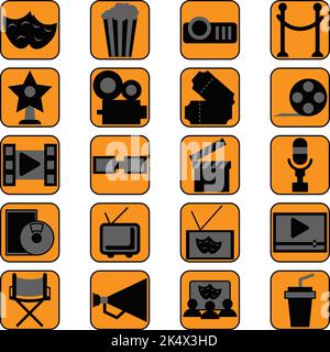 Movie time, illustration, vector on a white background. Stock Vector