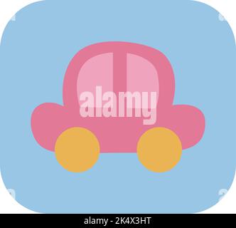 International childrens day pink car, illustration, vector on a white background. Stock Vector