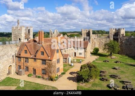 Framlingham castle grounds of The Inner Ward with the Workhouse building from the castle walls of Framlingham Castle Framlingham Suffolk England UK GB Stock Photo